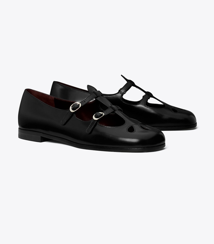 Tory Burch designer flats Violet Mary Jane in BLACK angle
