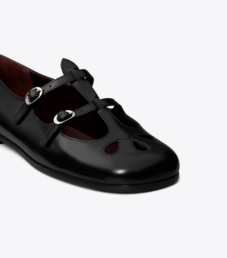 Tory Burch designer flats Violet Mary Jane in BLACK detail