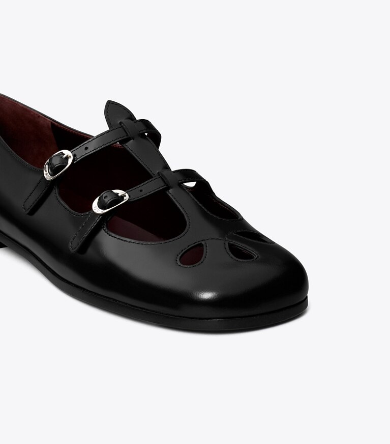 Tory Burch designer flats Violet Mary Jane in BLACK angle