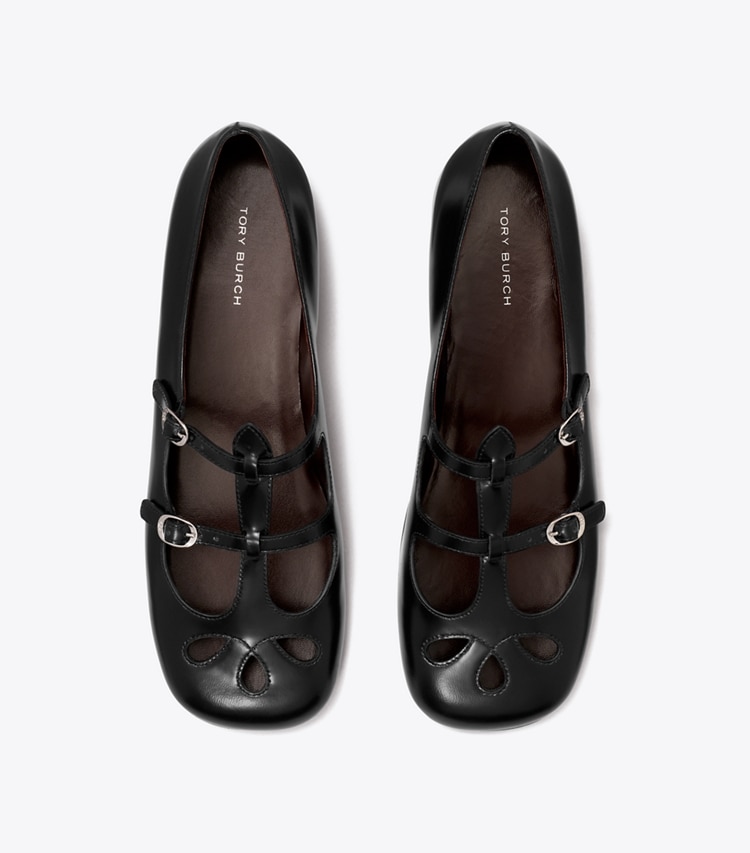 Tory Burch designer flats Violet Mary Jane in BLACK overhead