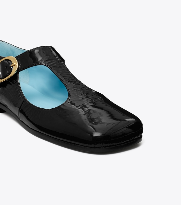 Tory Burch designer flats Violet T-Strap in NERO angle