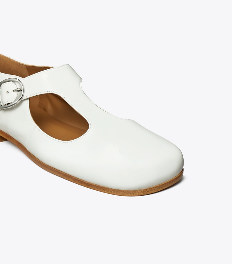 Tory Burch designer フラット バイオレット Tストラップ in BIANCO angle