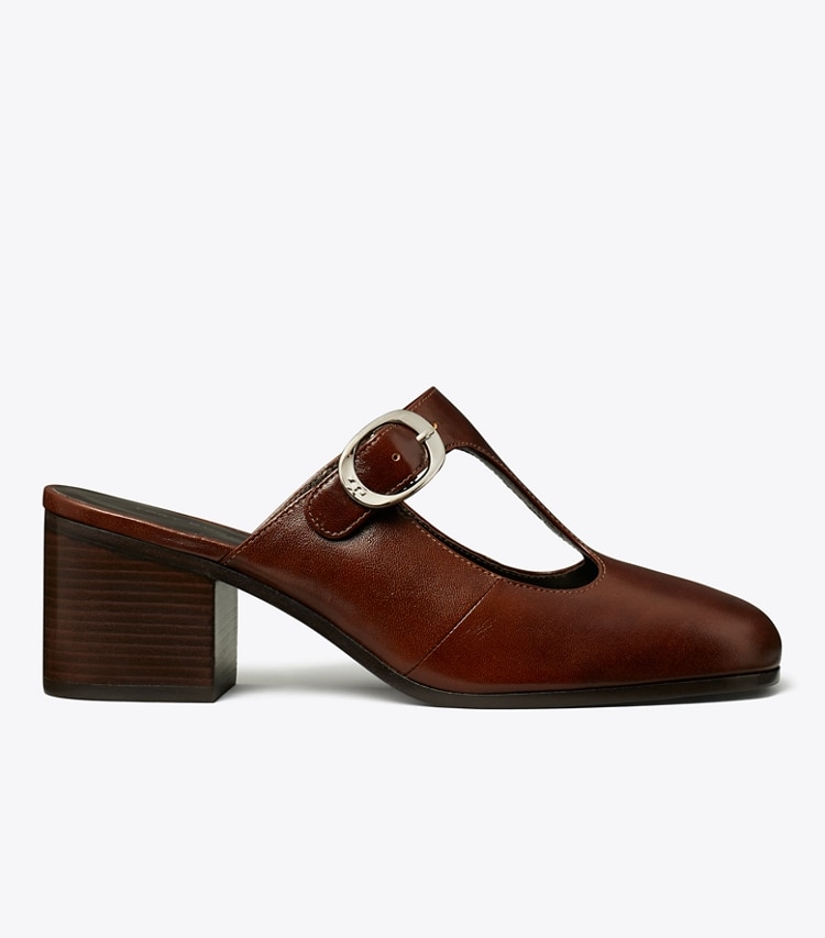 Tory Burch designer heels Violet T-Strap Heeled Mule in NEGRONI side