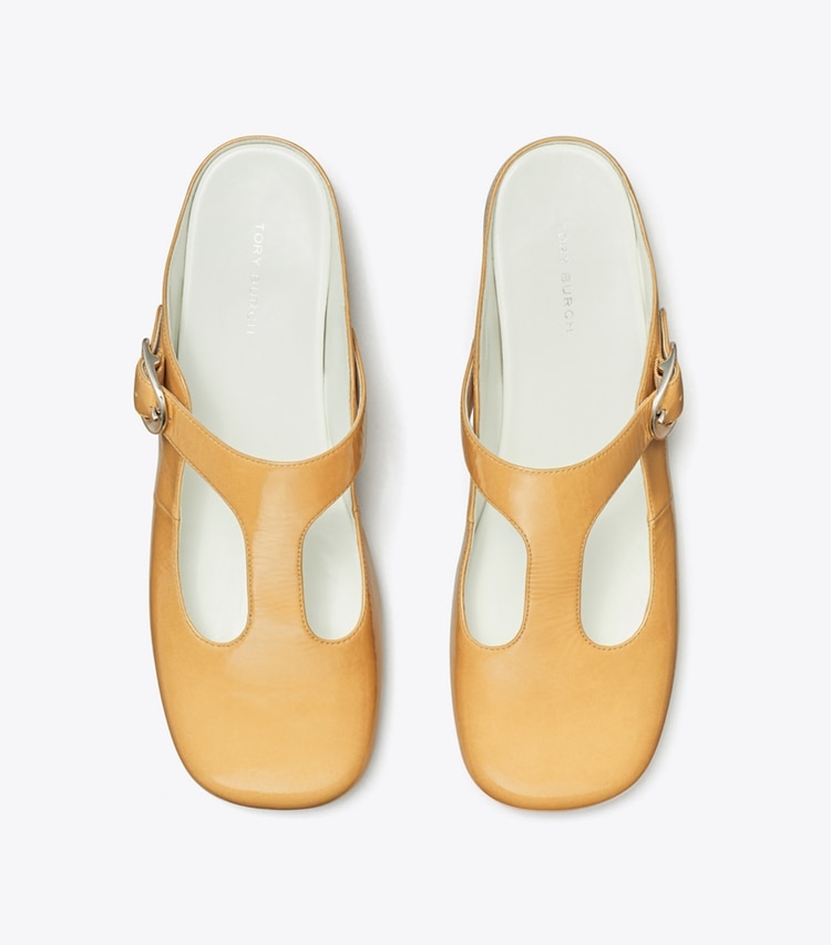 Tory Burch designer flats Violet T-Strap Mule in CANTUCCI overhead