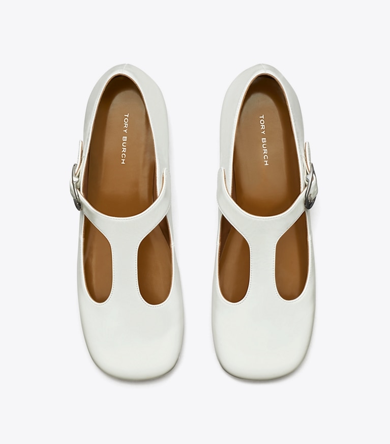 Tory Burch designer フラット バイオレット Tストラップ in BIANCO angle