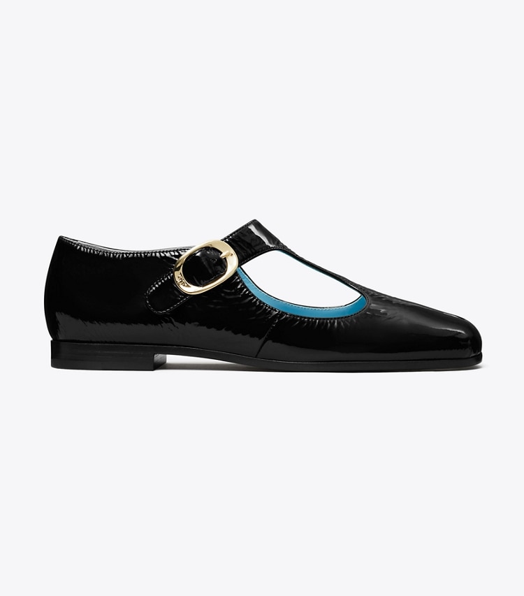Tory Burch designer flats Violet T-Strap in NERO side