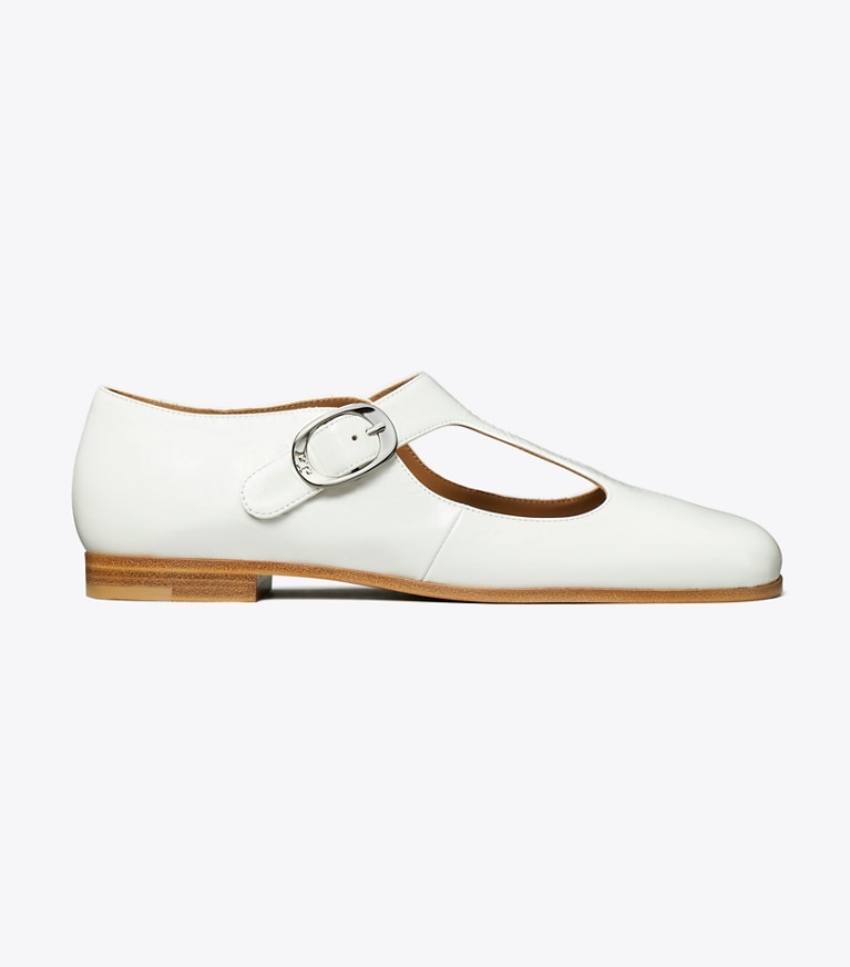 Tory Burch designer フラット バイオレット Tストラップ in BIANCO angle