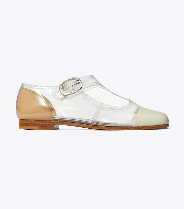 Tory Burch designer フラット バイオレット Tストラップ in CLEAR side