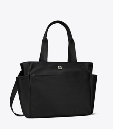 Tory Burch designer tote bags Virginia Baby Bag in Black angle