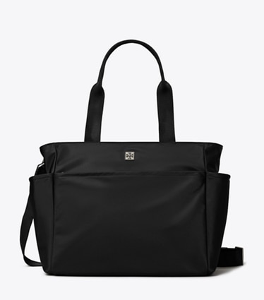 Tory Burch designer tote bags Virginia Baby Bag in Black front