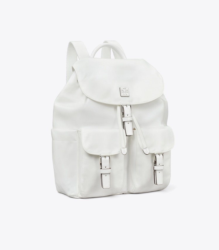Tory Burch designer backpacks Virginia Backpack in Snow White angle