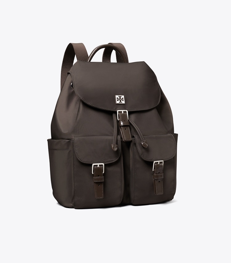 Tory Burch designer backpacks Virginia Backpack in Dark Brown angle
