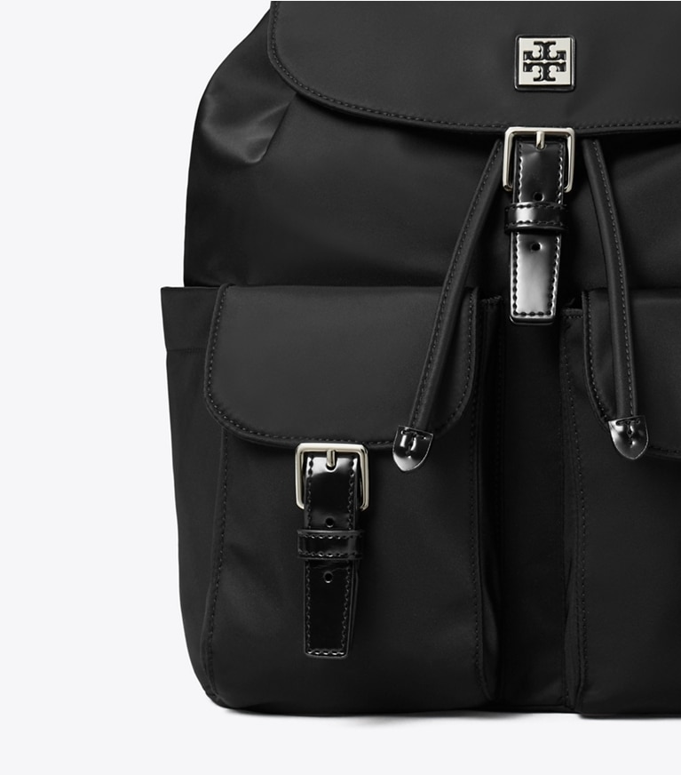 Tory Burch designer backpacks Virginia Backpack in Black angle