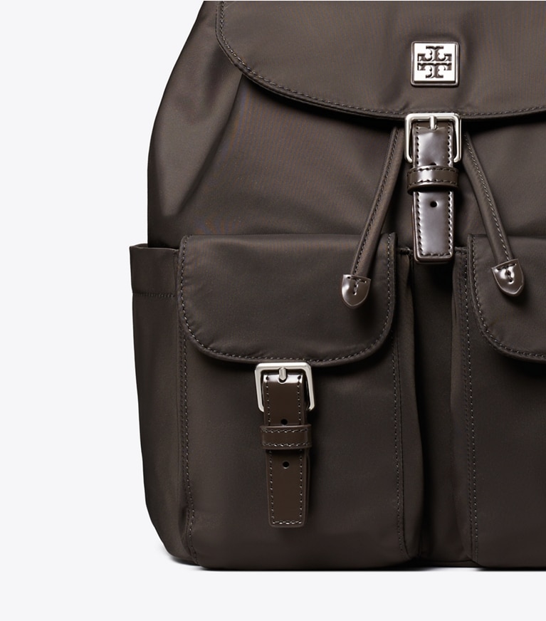 Tory Burch designer backpacks Virginia Backpack in Dark Brown detail