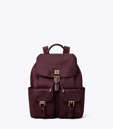 Tory Burch designer backpacks Virginia Backpack in Dark Carmine front
