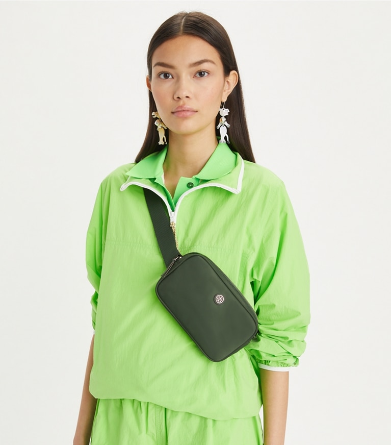 Tory Burch designer belt bags Virginia Belt Bag in Basil angle