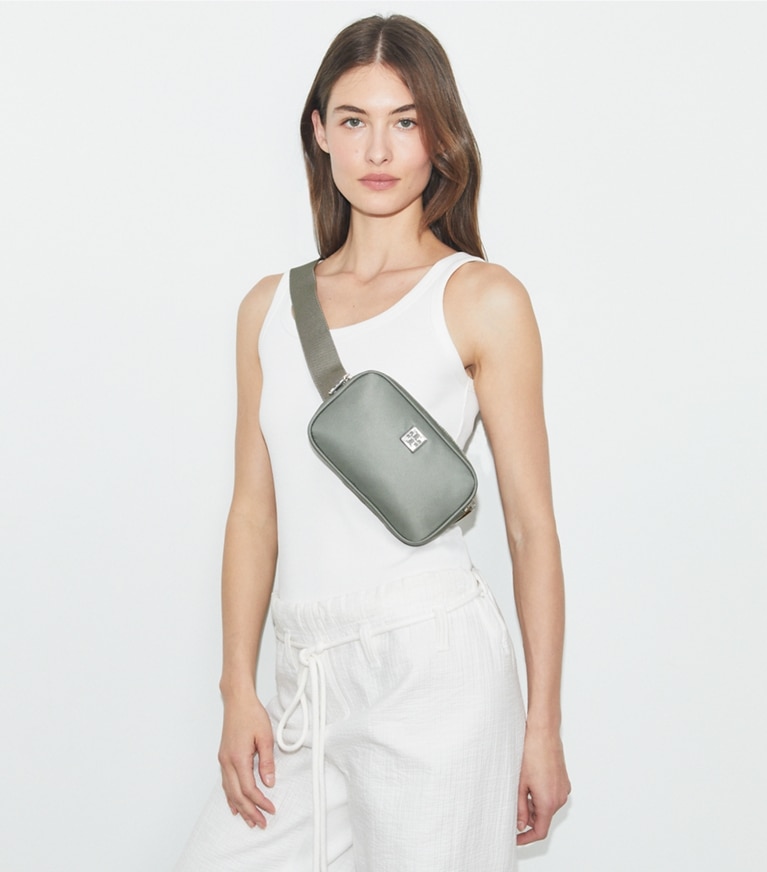 Tory Burch designer belt bags Virginia Belt Bag in Shale Rock angle