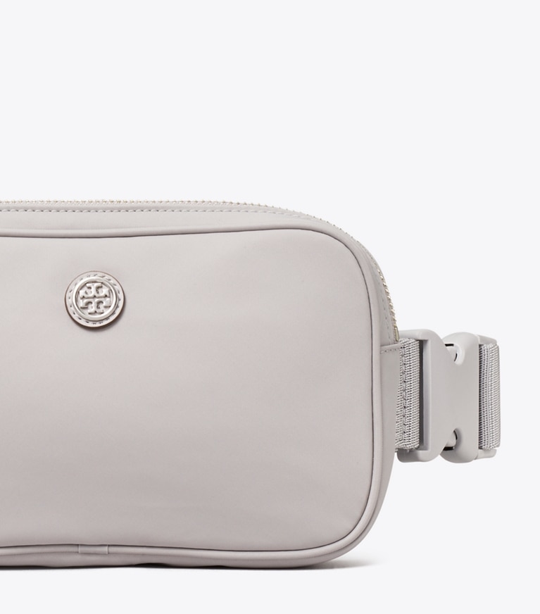 Tory Burch designer belt bags Virginia Belt Bag in Bay Gray angle