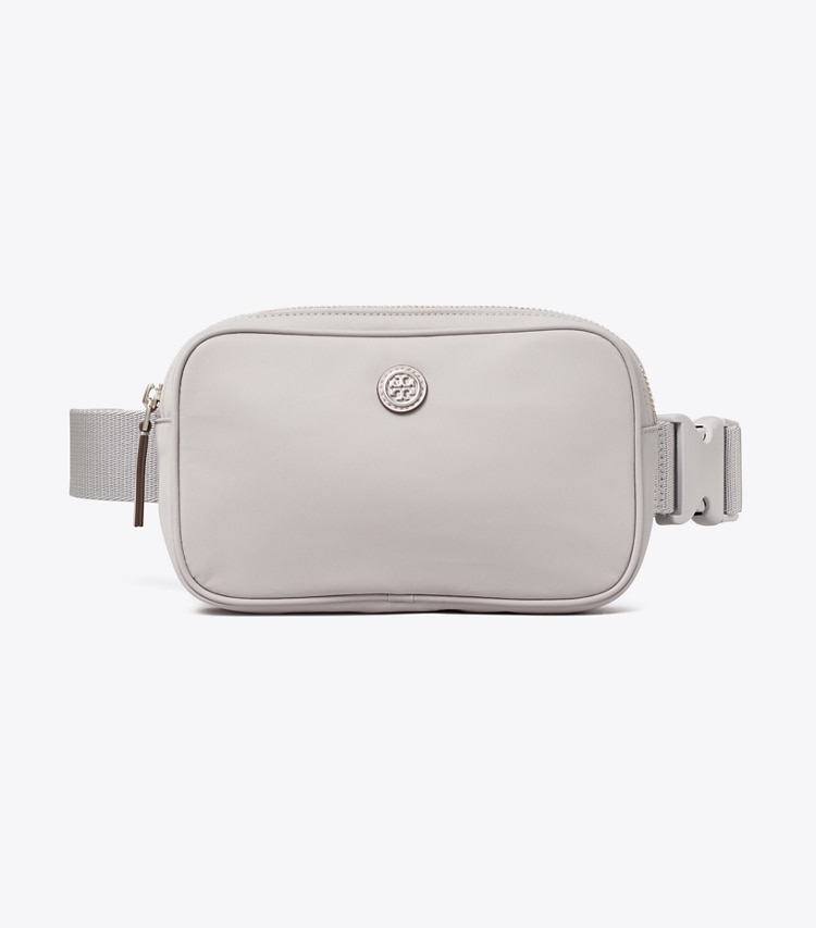 Tory Burch designer belt bags Virginia Belt Bag in Bay Gray front