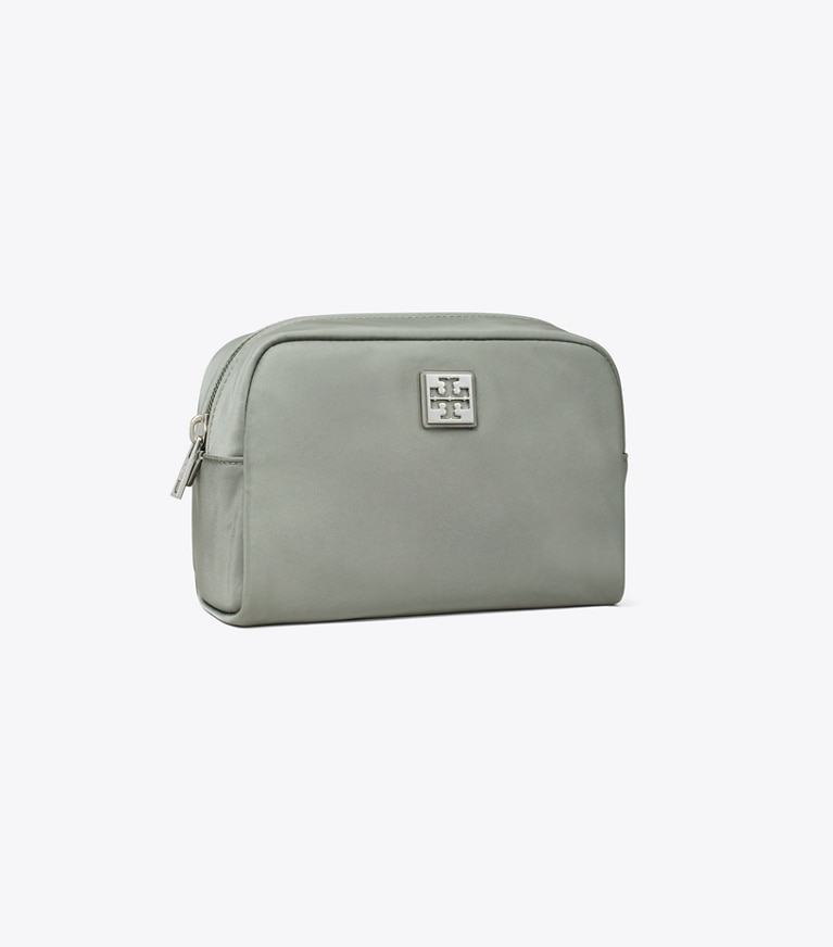 Tory Burch designer cosmetic bags Virginia Cosmetic Case in Shale Rock angle