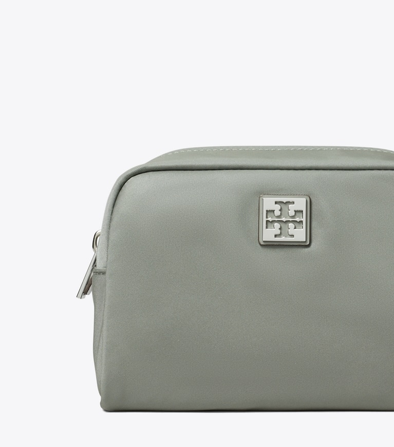 Tory Burch designer cosmetic bags Virginia Cosmetic Case in Shale Rock angle