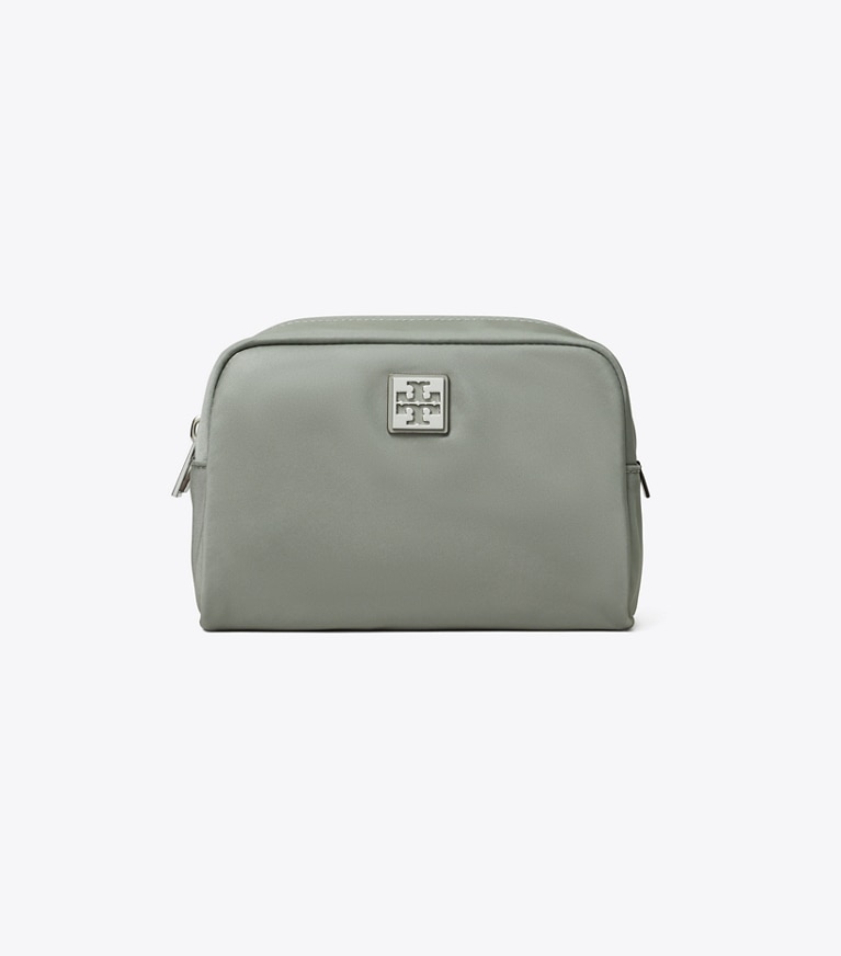 Tory Burch designer cosmetic bags Virginia Cosmetic Case in Shale Rock angle