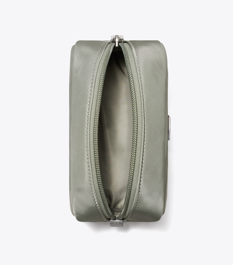 Tory Burch designer cosmetic bags Virginia Cosmetic Case in Shale Rock angle