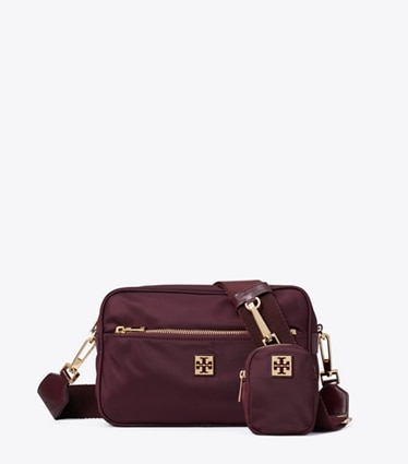 Tory Burch designer crossbody bags Virginia Crossbody Bag in Dark Carmine front