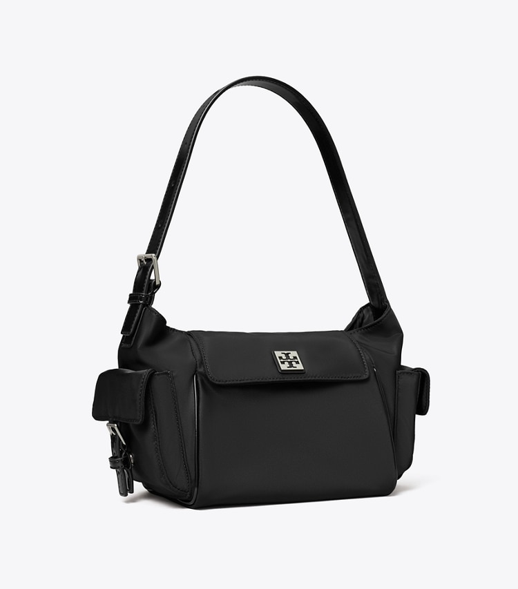 Tory Burch designer shoulder bags Virginia Pocket Shoulder Bag in Black angle