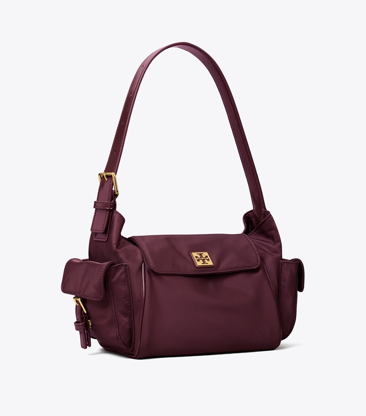 Tory Burch designer shoulder bags Virginia Pocket Shoulder Bag in Dark Carmine angle