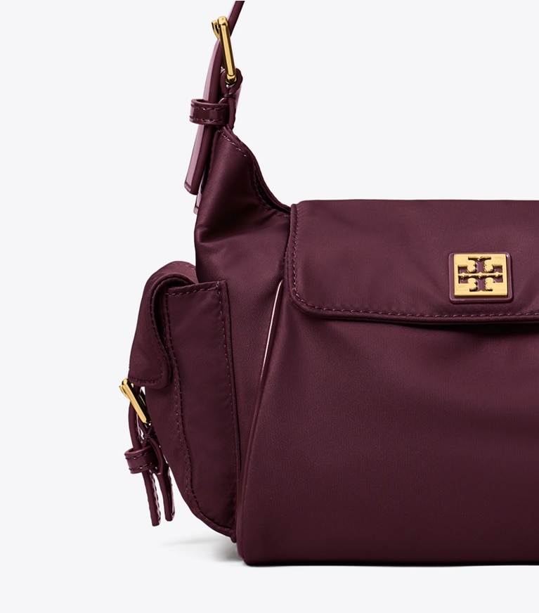 Tory Burch designer shoulder bags Virginia Pocket Shoulder Bag in Dark Carmine detail