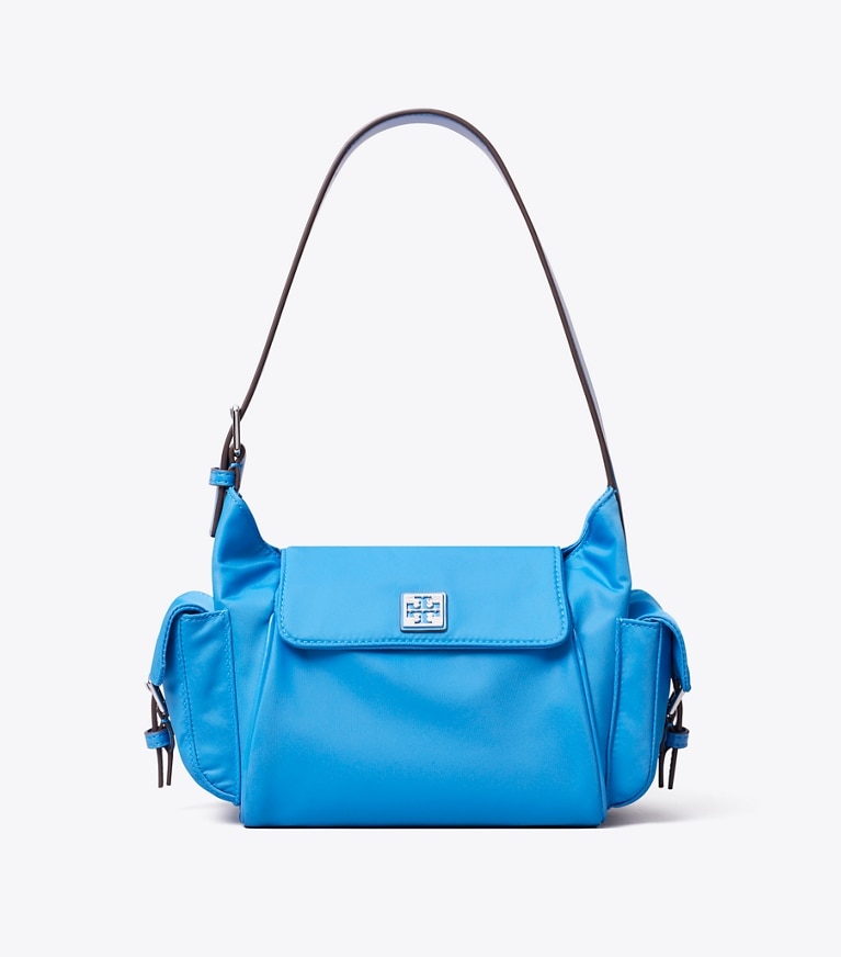 Tory Burch designer shoulder bags Virginia Pocket Shoulder Bag in Bay Blue front