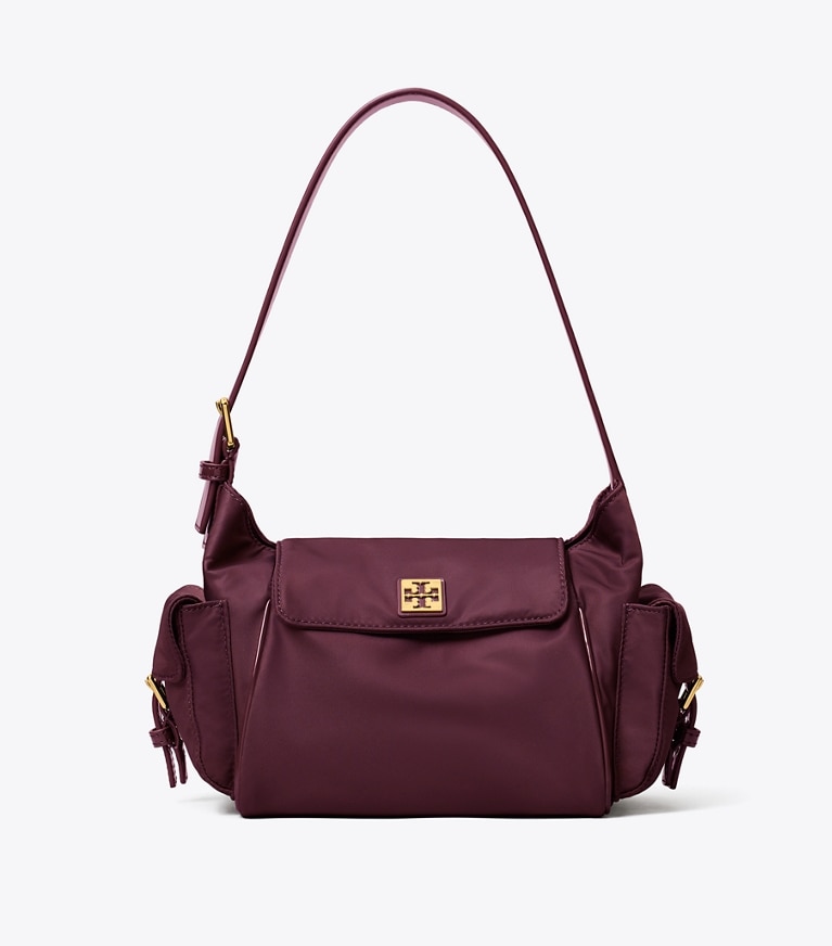 Tory Burch designer shoulder bags Virginia Pocket Shoulder Bag in Dark Carmine front