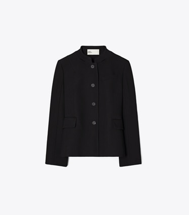 Tory Burch designer jackets Viscose and Cotton Crepe Jacket in BLACK front