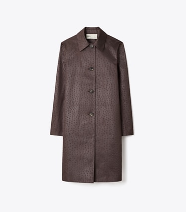 Tory Burch designer coats Viscose Car Coat in Roasted Eggplant front