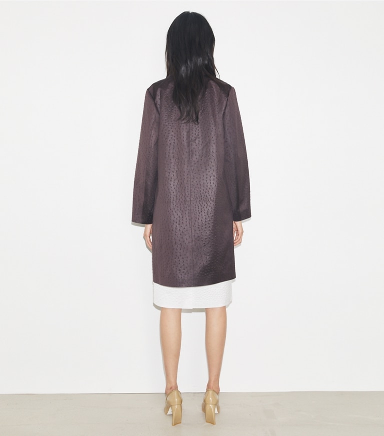 Tory Burch designer coats Viscose Car Coat in Roasted Eggplant front