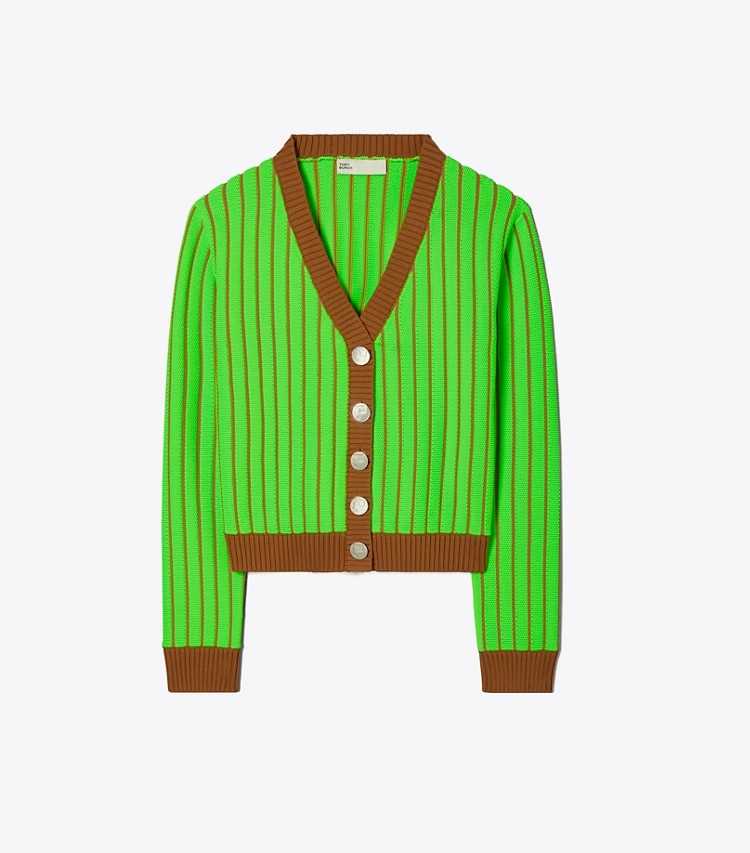 Tory Burch designer sweaters Viscose Cardigan in Vibrant Green front