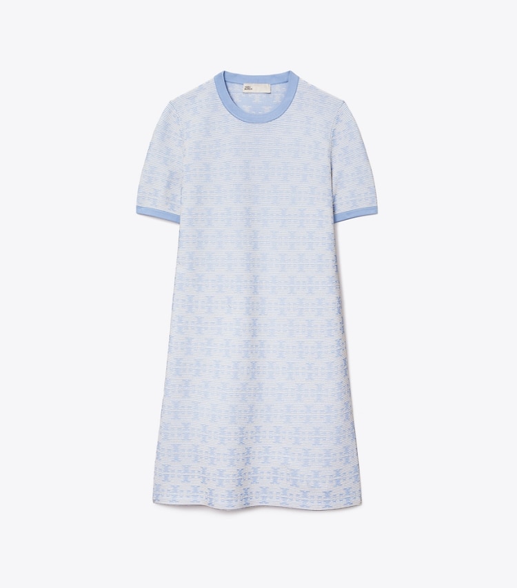 Tory Burch designer ワンピース レーヨン クルーネック ドレス in Vanilla / Blue front