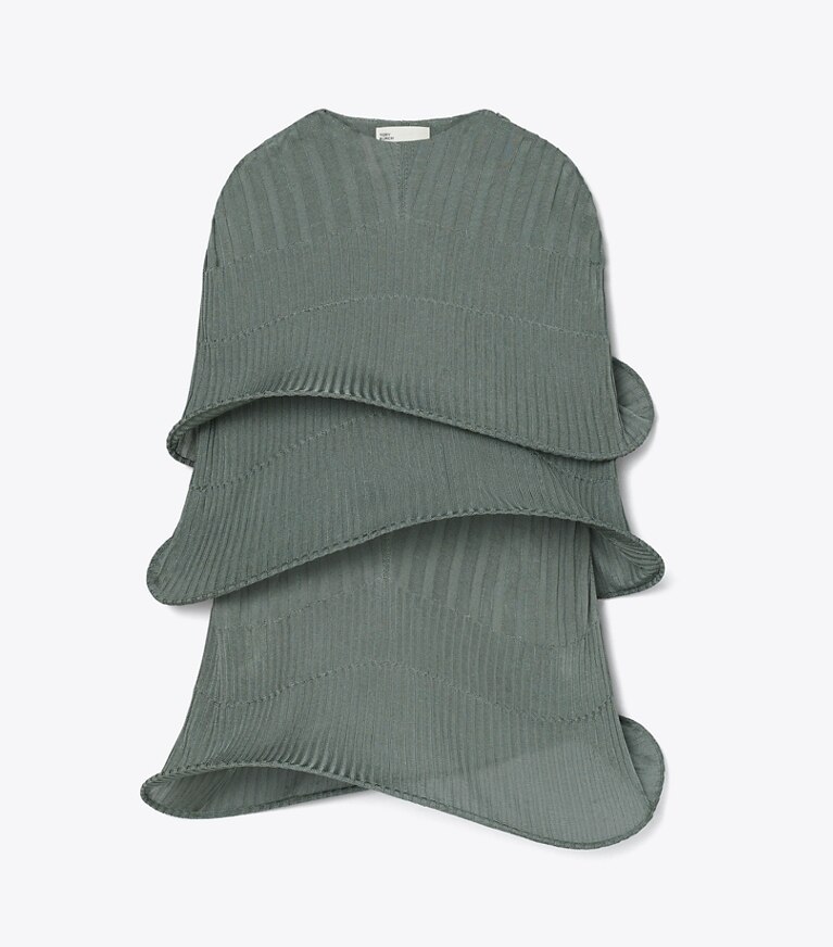 Tory Burch designer ジャケット レーヨン フープケープ in Shine Olive Slate front