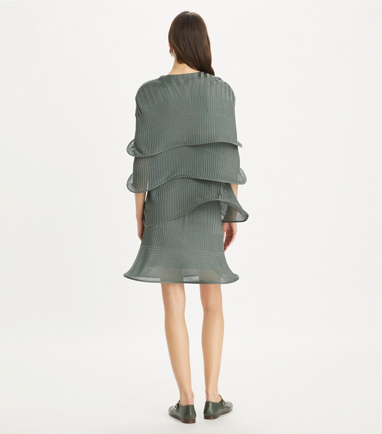 Tory Burch designer ジャケット レーヨン フープケープ in Shine Olive Slate front