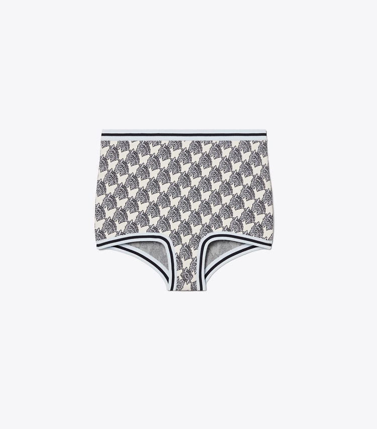 Tory Burch designer bottoms Viscose Jacquard Shorts in Crisp Blue Small Zebra front