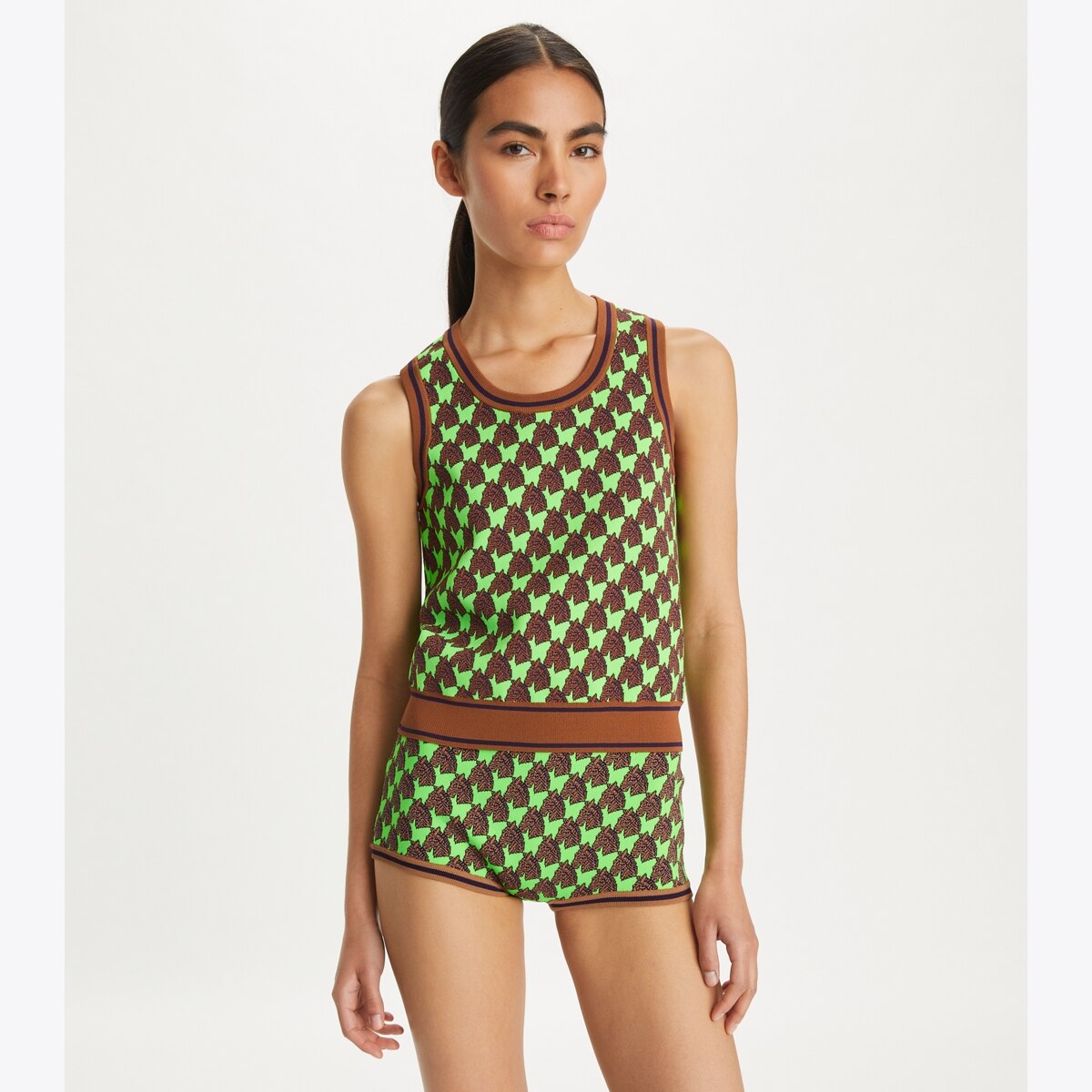 Tory Burch Green White Metallic sleeveless Top 2024 6