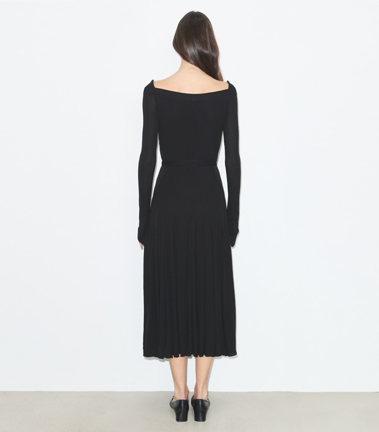 Tory Burch designer dresses Viscose Jersey Dress in BLACK on model back