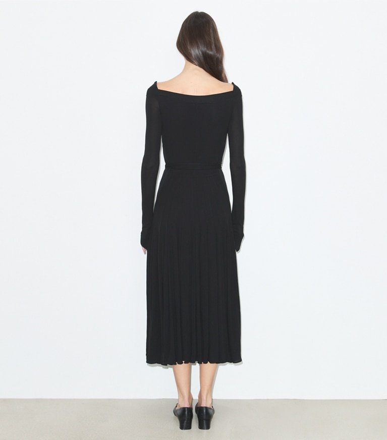 Tory Burch designer dresses Viscose Jersey Dress in BLACK on model back