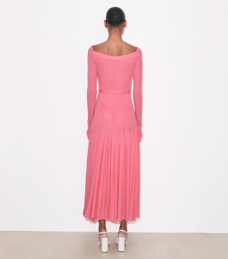 Tory Burch designer dresses Viscose Jersey Dress in Peony on model back