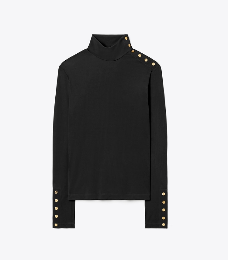 Tory Burch designer tops Viscose Jersey Turtleneck in Black front