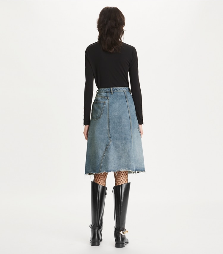 Tory Burch designer tops Viscose Jersey Turtleneck in Black on model back