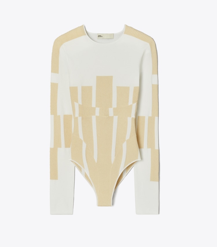 Tory Burch designer jackets Viscose Knit Bodysuit in White front