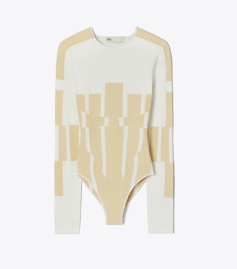 Tory Burch designer jackets Viscose Knit Bodysuit in White front