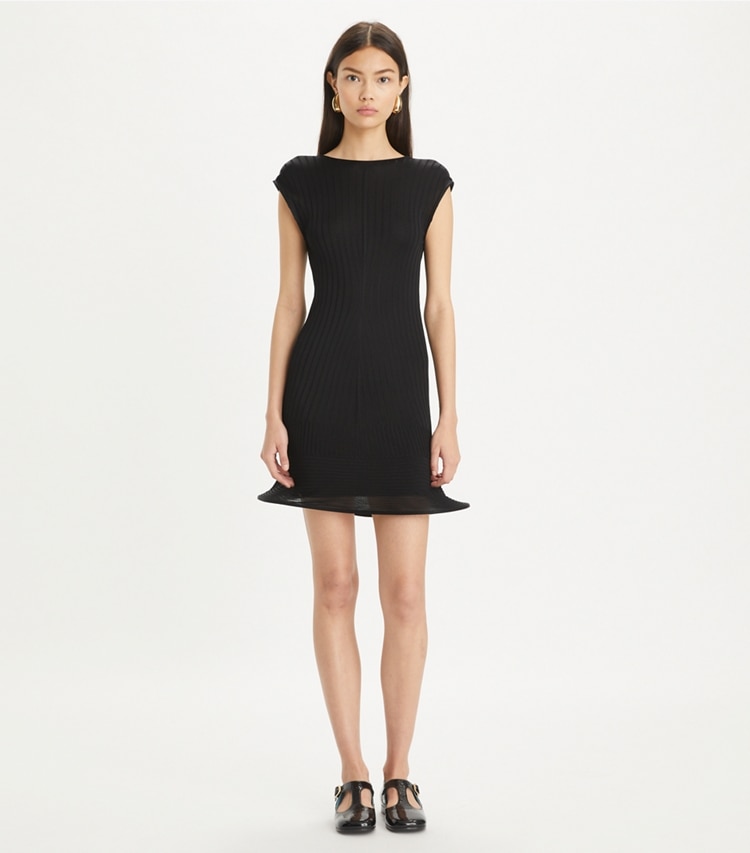 Tory Burch designer dresses Viscose Knit Dress in Black on model front
